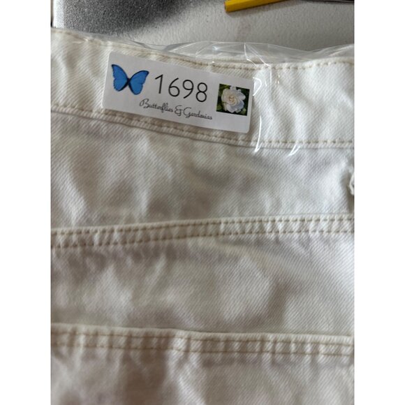 Zara Skirt Womens Medium White Denim Raw Hem Mini Short Distressed Fringe - Picture 7 of 7